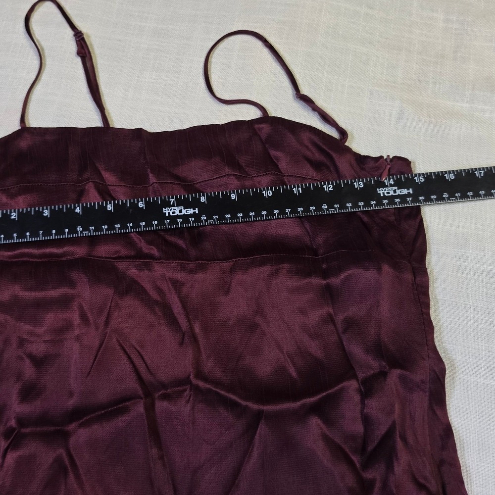 The Impeccable Pig Burgundy Cupro Blend Mini Slip Dress Size Medium DSD-21944B - Picture 2 of 6